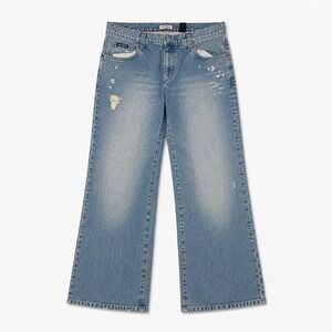 DKNY Jeans Womens 38x30 Low Rise Flare Distressed Light Wash Denim Jeans